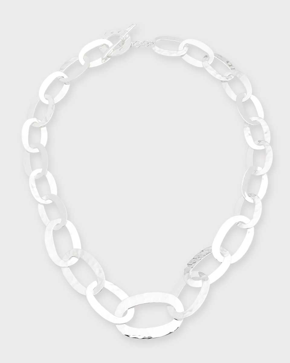 Roma Links Long Chain Necklace in Sterling Silver
